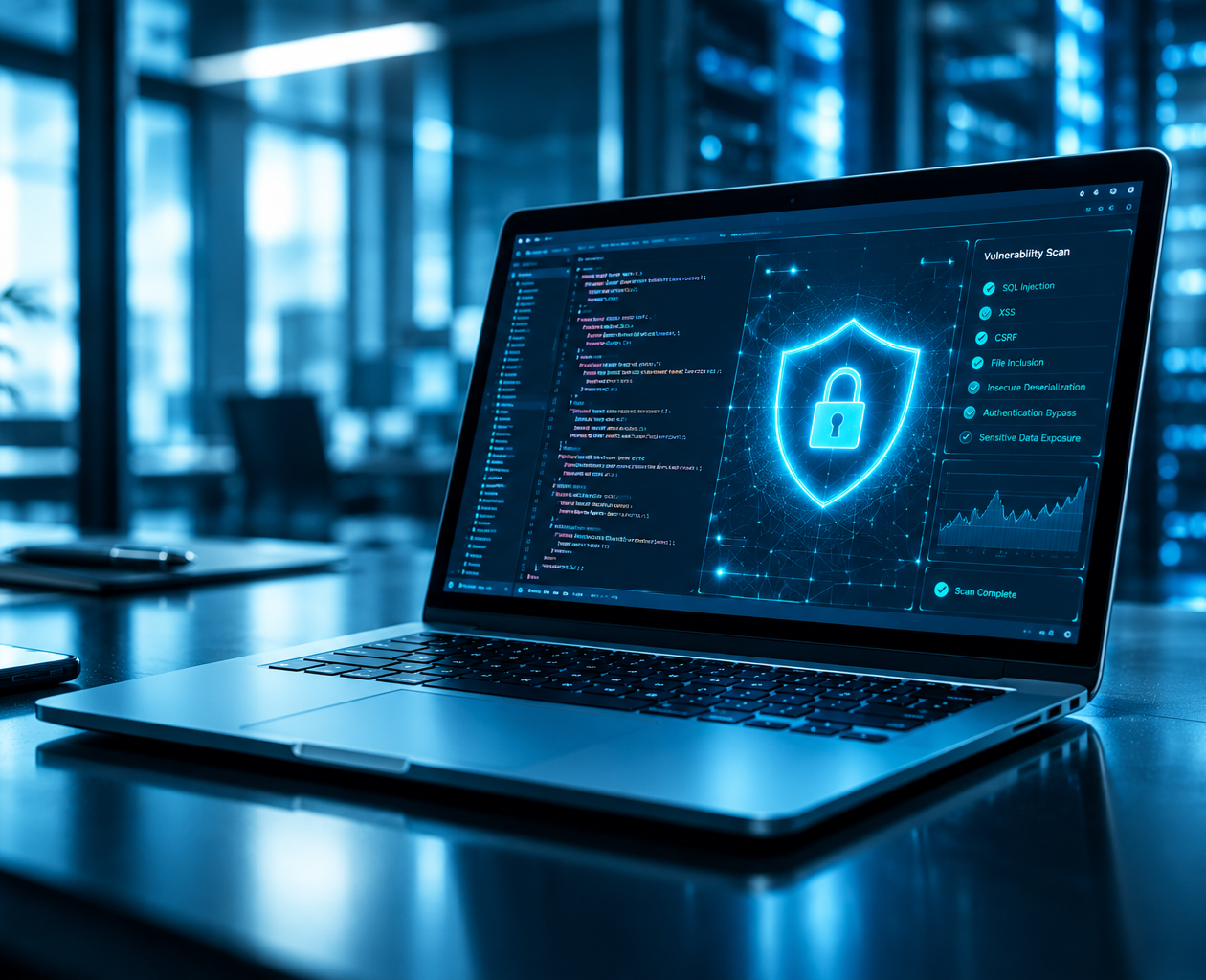Cybersecurity-Scan am Laptop
